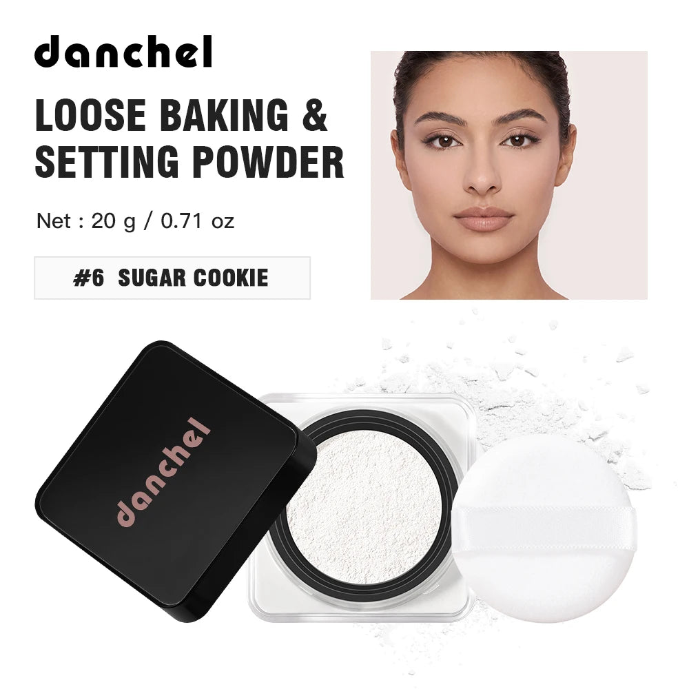Waterproof Long Lasting Loose Baking Setting Powder &Puff Matte Finish Oil Control Face Cosmetics Anti Sweat Oil Absorb Makeup HIP 6SUGAR COOKIE