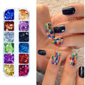 12 Colors Holographic Square Nail Sequins Laser Shiny Disco Paillette Sequins Glitter Flakes Decorations Accessories HIP 1 set