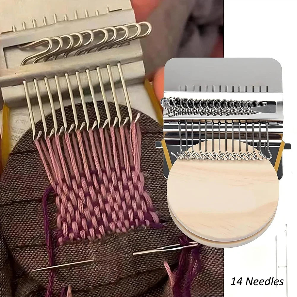 Portable Small Darning Machine Mending Jean Clothe Fabric Repair Practical Knitting Tool Wooden Hand Tapestry Loom Weaving Frame HIP