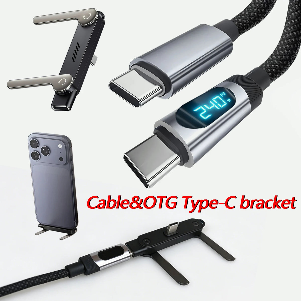 BESY 240W USB-C Fast Charging Cable with LED Display & OTG USB-C Charging Cable HIP
