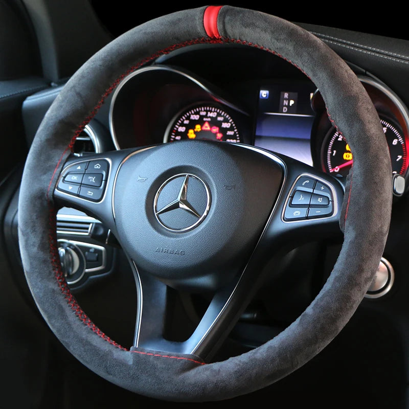 Suede Steering Wheel Cover | DIY Hand Sewing 38cm Universal Steering Wheel Cover HIP