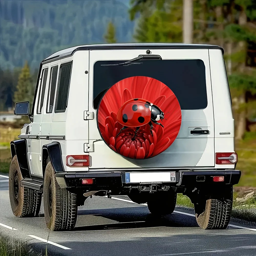 Ladybug Spare Tire Cover – Universal Fit Polyester | Jeep SUV Spare Tire Cover HIP Red 14 in
