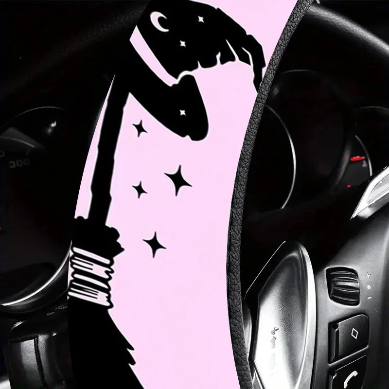 Witch Hat Broomstick Steering Wheel Cover – Universal Fit Steering Wheel Cover HIP