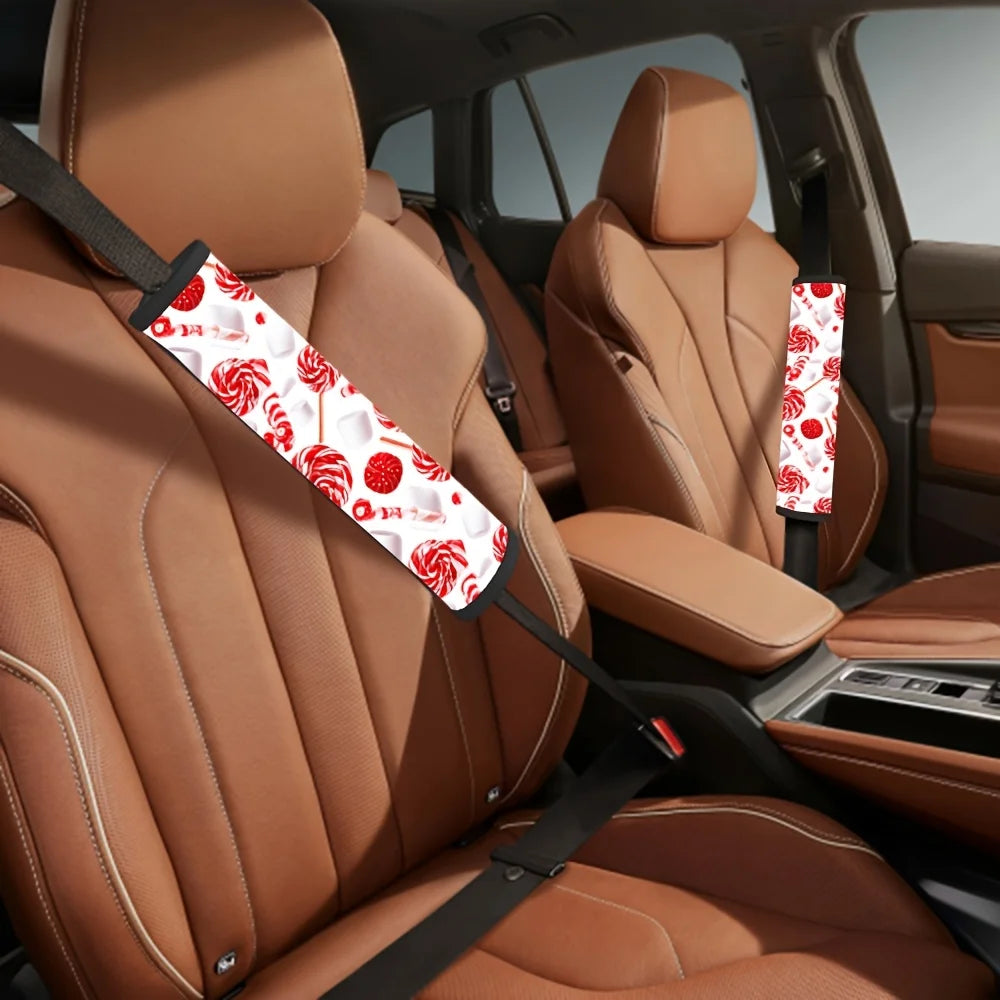 Candy Cane Seat Belt Covers – Soft Shoulder Protectors 2pcs Seat Belt Covers HIP