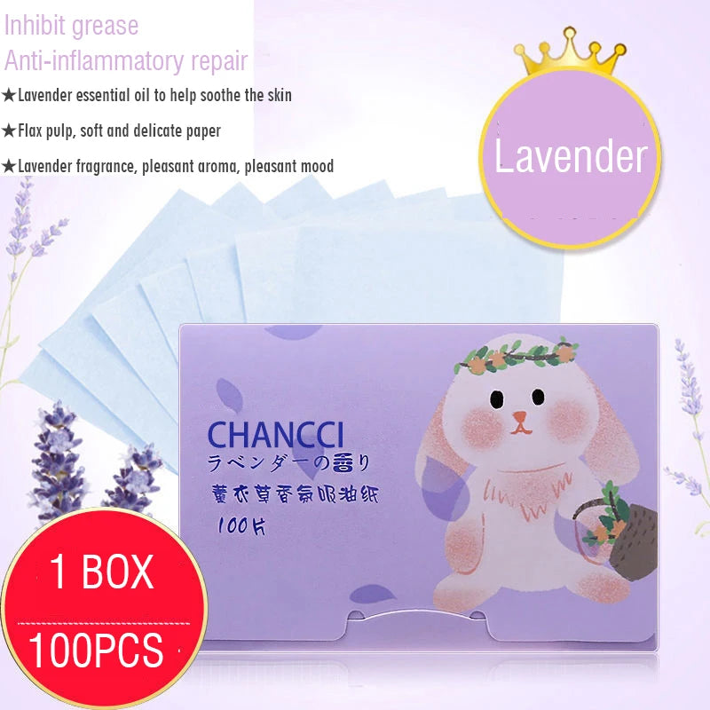 100Pcs/box Face Oil Blotting Paper Protable Matting Face Wipes Facial Cleanser Oil Control Oil-absorbing Face Cleaning Tools New HIP 04Lavender