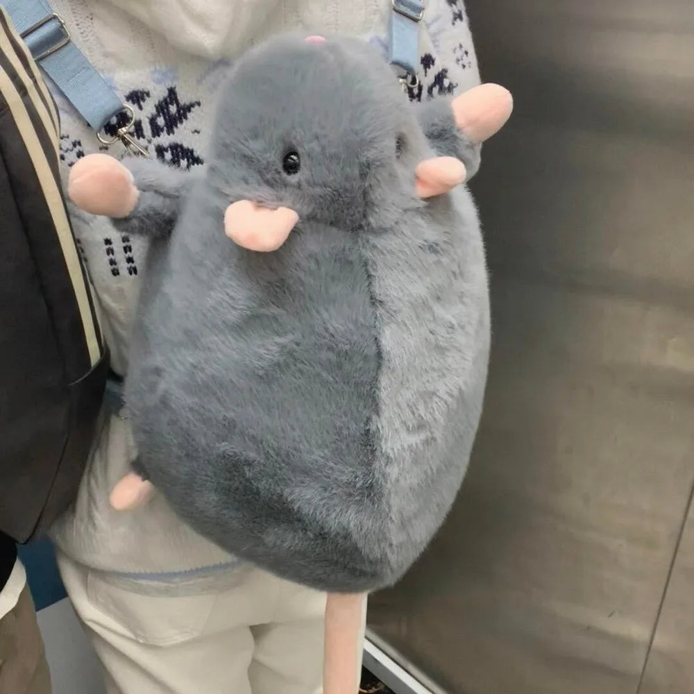 Cartoon Mouse Plush Backpack – Cute Flower Branch Rat Doll Plush Animal Backpack HIP