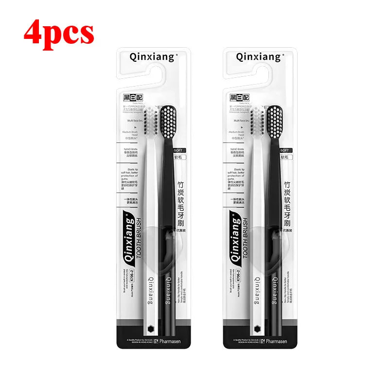 Bamboo Charcoal Soft Toothbrushes – Family Pack | RUZOFO Soft Bristle Toothbrush HIP 694-4pcs