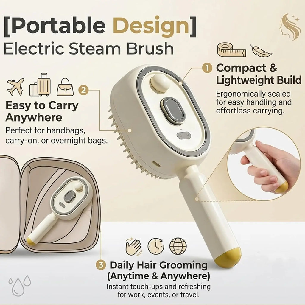 3-in-1 Electric Steam Hair Brush Comb – Mist & Ion Tech Electric Hair Comb HIP
