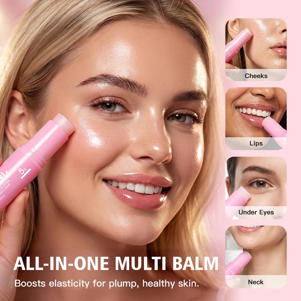 PDRN Pink Collagen Balm Stick Firming Deep Hydration Moisturization Collagen Radiant Portable Stick Plump Eye Neck Lines HIP