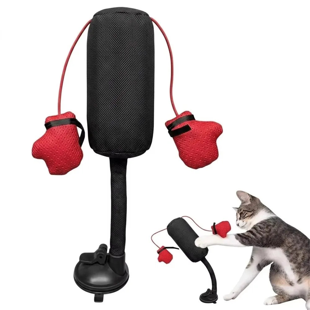 Cat Boxing Toy – Spring-Loaded Suction Cup Speed Bag Interactive Cat Toy HIP