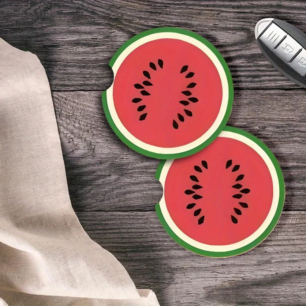 Watermelon Acrylic Car Cup Holder Coasters – 2-Pack Car Cup Holder Coaster HIP