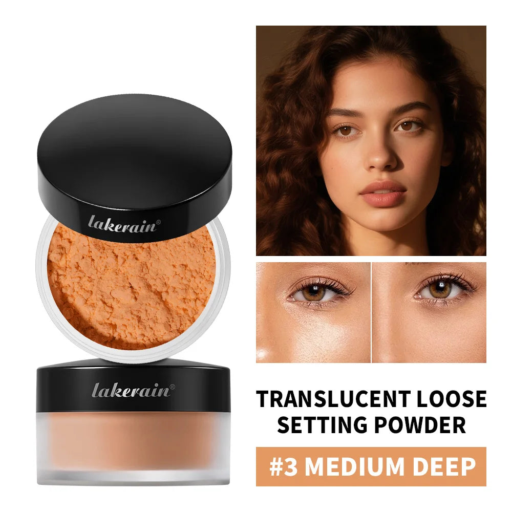 Translucent Loose Setting Powder Long Lasting Oil Control Smudge Proof Lightweight Weightless Makeup Finishing Makeup Cosmetics HIP 3Medium Deep