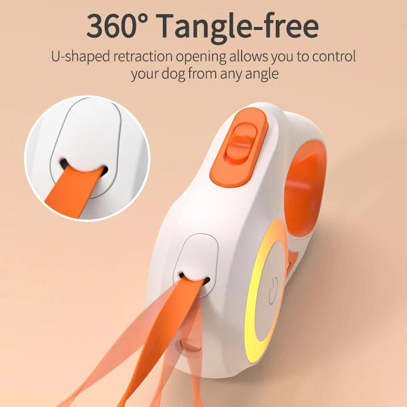 ROJECO 3M Retractable Dog Leash Roulette with LED Light Luminous Pets Leash for Puppy Dogs Outdoor Walking Running Traction Rope HIP