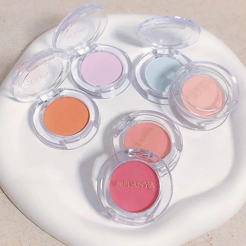 Nude Matte Blush Highlighter Contouring Powder Creamy Monochrome Women Peach Orange Natural Blush Purple Blue Face Brightening HIP