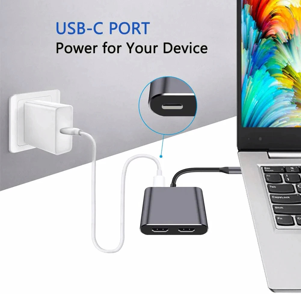 USB-C 4K Dual HDMI Hub – USB 3.0 & 60W PD Charging Dock USB-C Docking Hub HIP