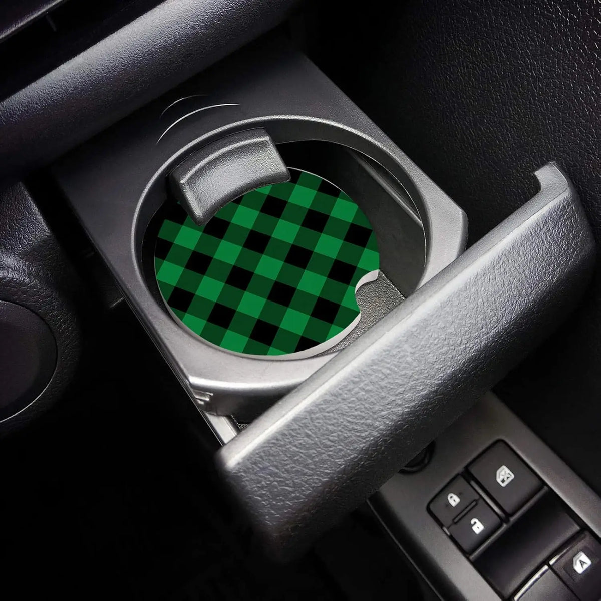 Absorbent Car Cup Holder Coasters 2PCS – St. Patrick's Plaid Car Cup Holder Coasters HIP