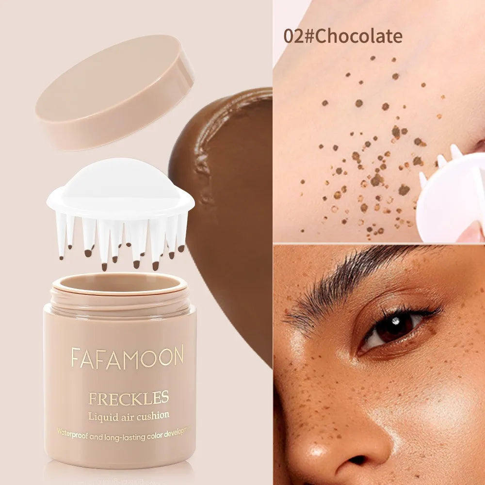 Gold Brown Natural Freckles Stamp Air Cushion Kit Simulation Fake Spot Freckle Liquid Powder Waterproof Long Lasting Makeup HIP 02 Chocolate