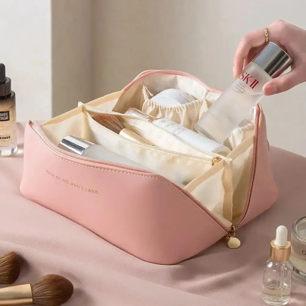 Large PU Leather Cosmetic Bag – Waterproof Travel Organizer Cosmetic Travel Bag HIP C777-Pink