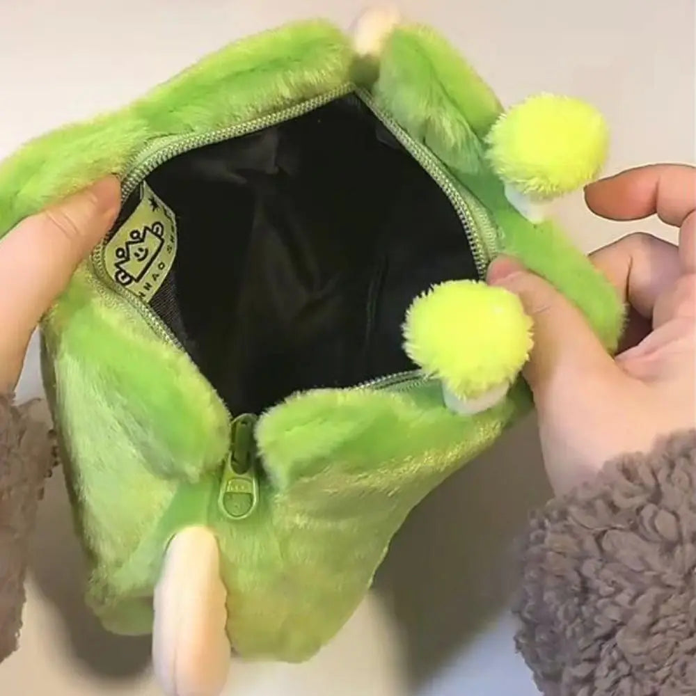 Cute Grass Shape Plush Pencil Case – Large Capacity Bag Plush Pencil Case HIP
