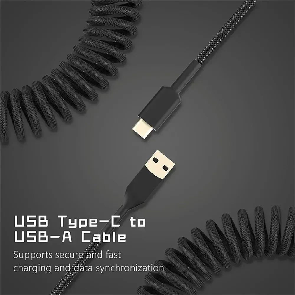 KEBIDUMEI Coiled Mechanical Keyboard Cable – Type-C Aviation Plug Keyboard Cable HIP