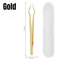 Square Curved Tip Tweezers Lash Extension Tweezers High Precision Silver Gold Stainless Steel Anti Slip Quick-Separator Tools HIP Gold