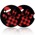 Christmas Buffalo Plaid Dog Paw Car Cup Holder Coasters 2-Pack Car Cup Coasters HIP 2pcs Cork ceramics