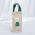 Cute Bear Canvas Water Bottle Bag – Insulated Cup Carrier Water Bottle Carrier HIP beige