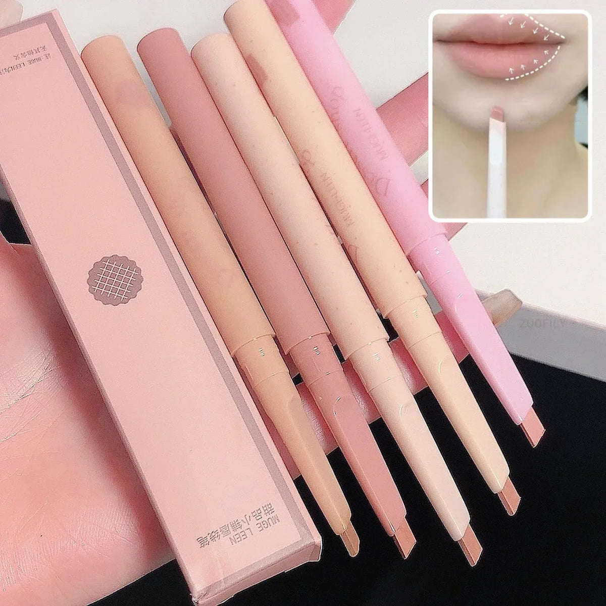 Matte Lip Liner Pen Long Lasting Contour Lipstick Non-stick Waterproof Smooth Velvet Lipliner Pencil Nude Pink Lip Tint Makeup HIP