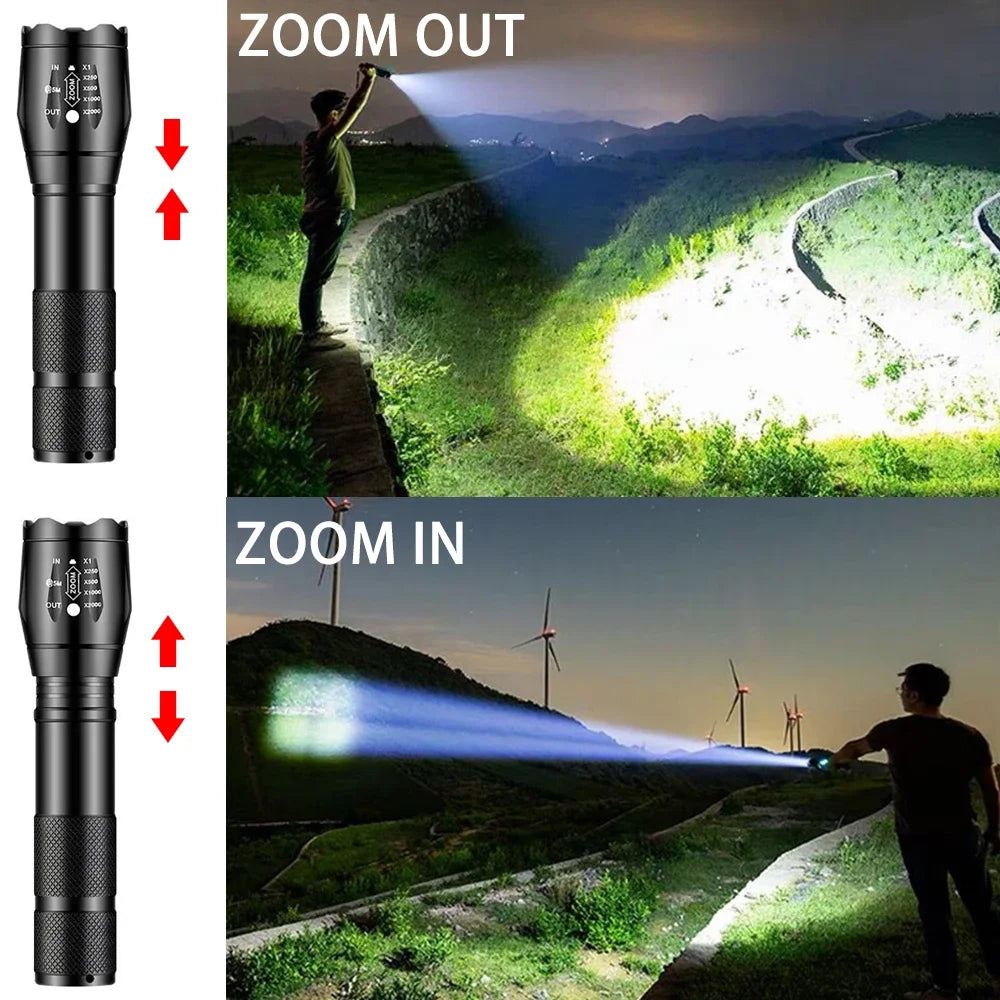 ESMARTER 1200LM USB Rechargeable LED Flashlight – Zoomable LED Flashlight HIP