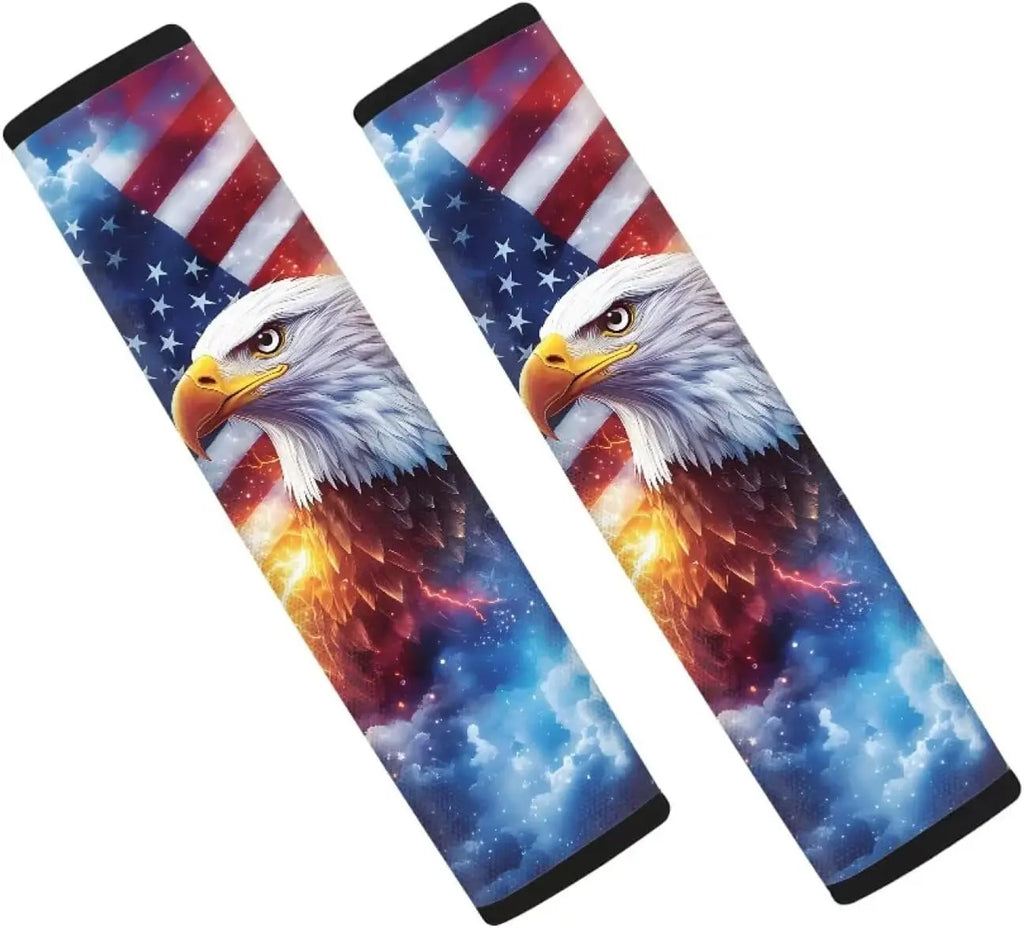 American Flag Eagle Seat Belt Shoulder Pad Covers – 2-Pack Seat Belt Pad Cover HIP 1