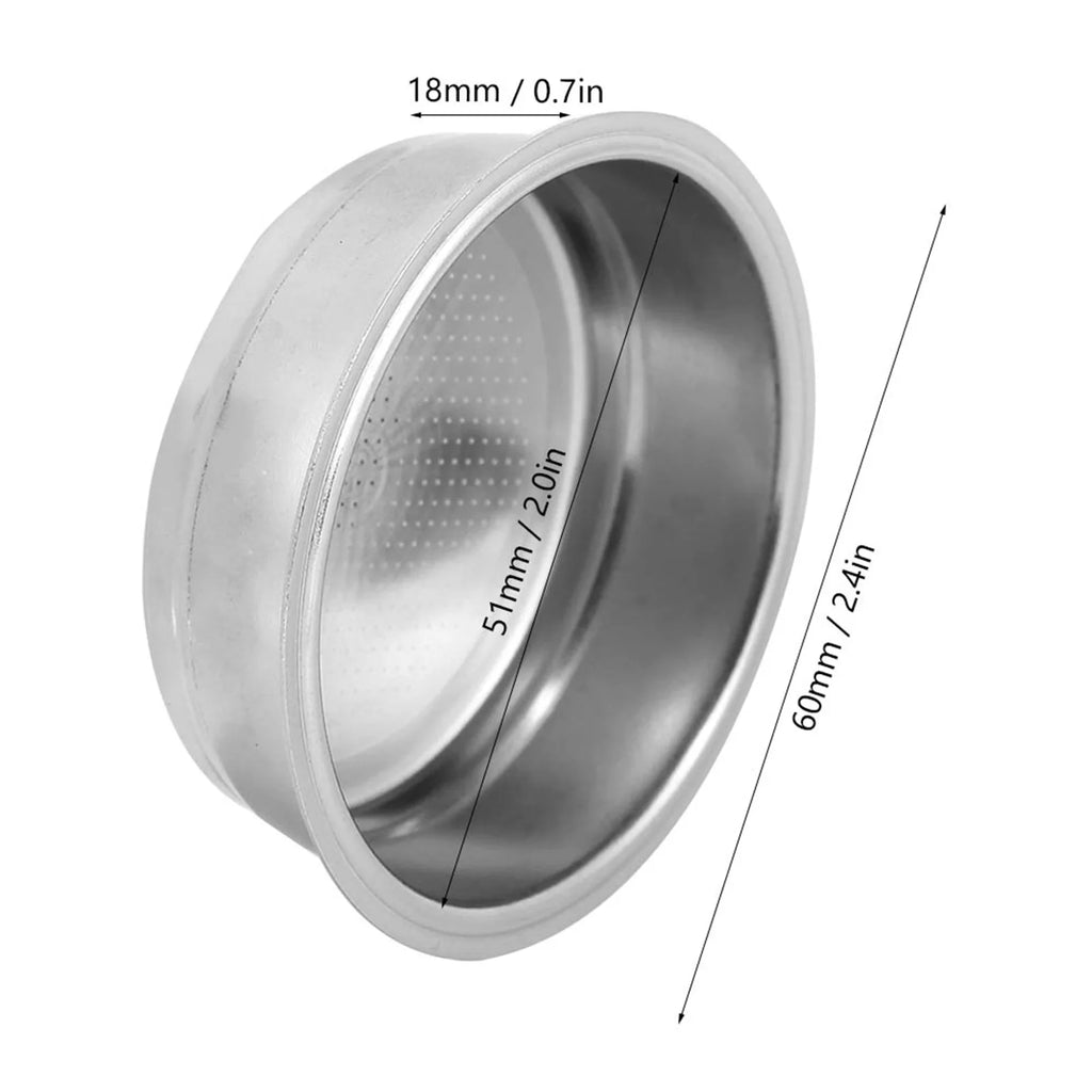 Coffee Machine Strainer Filter Strainer 51mm Single Layer Stainless Steel Coffee Machine Filter Strainer Bowl Fit for DeLonghi HIP