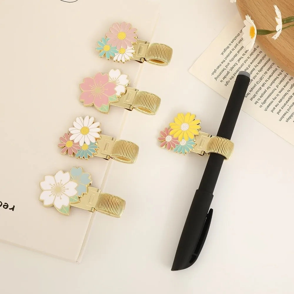 Cherry Blossom Daisy Spring Pen Clip & Enamel Bookmark Spring Pen Clip HIP