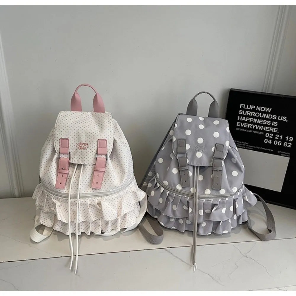 Polka Dot Nylon Backpack – School, Travel & Daily Use Nylon Backpack HIP