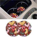2-Pack Absorbent Ceramic Car Cup Holder Coasters – Floral Car Cup Holder Coasters HIP 1 Ceramic Cork
