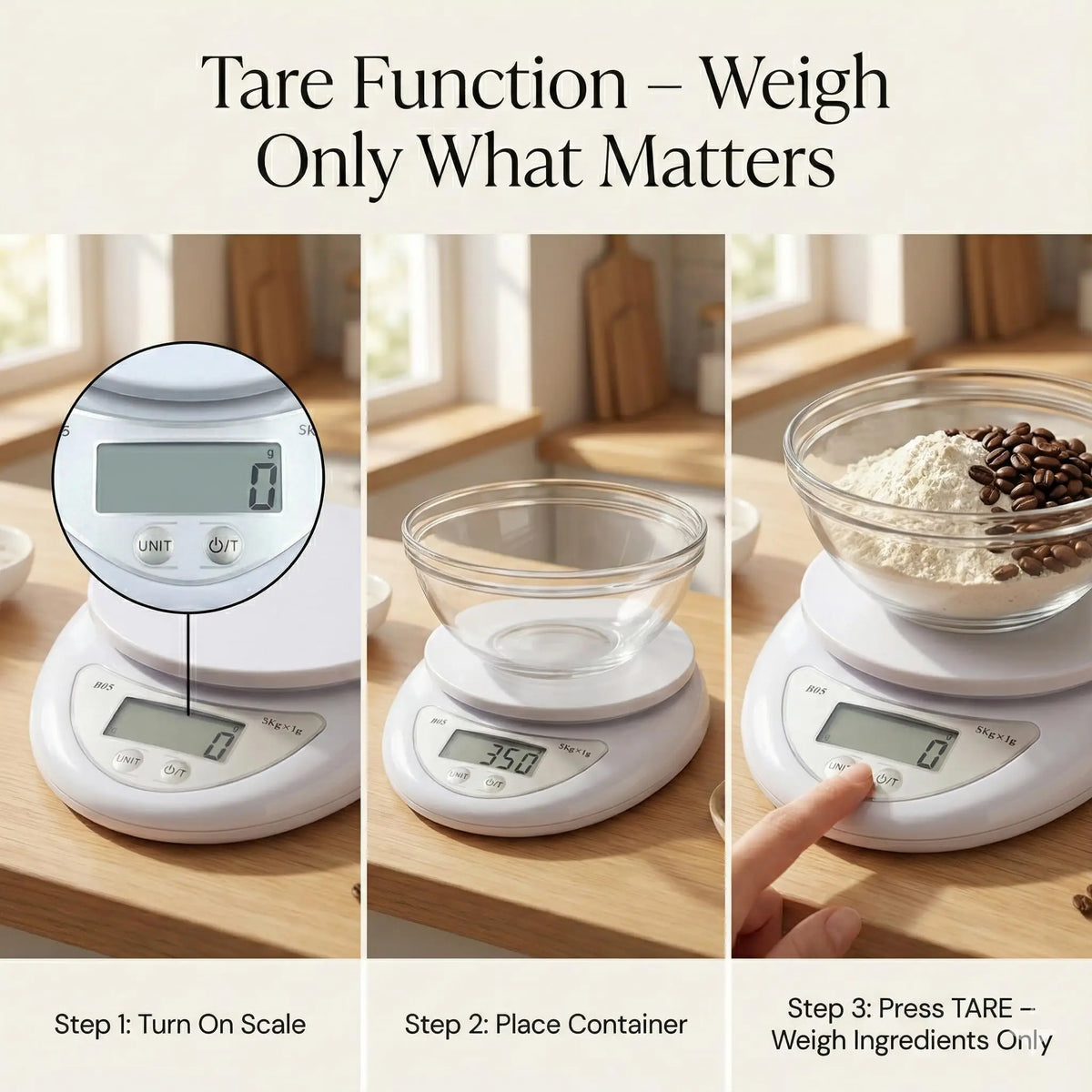 5kg Digital Kitchen Scale – 1g Precision LCD Food Scale Digital Kitchen Scale HIP