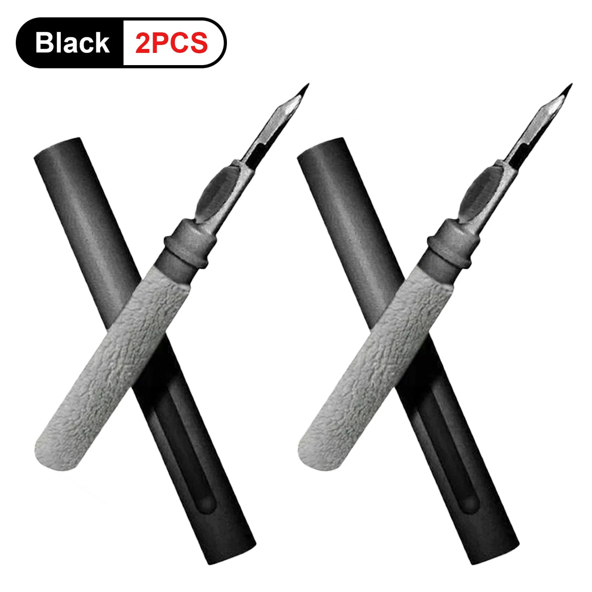 3-in-1 Cleaning Pen for Phones, Earphones & Tablets Electronics Cleaning Tool HIP 2pcs Black