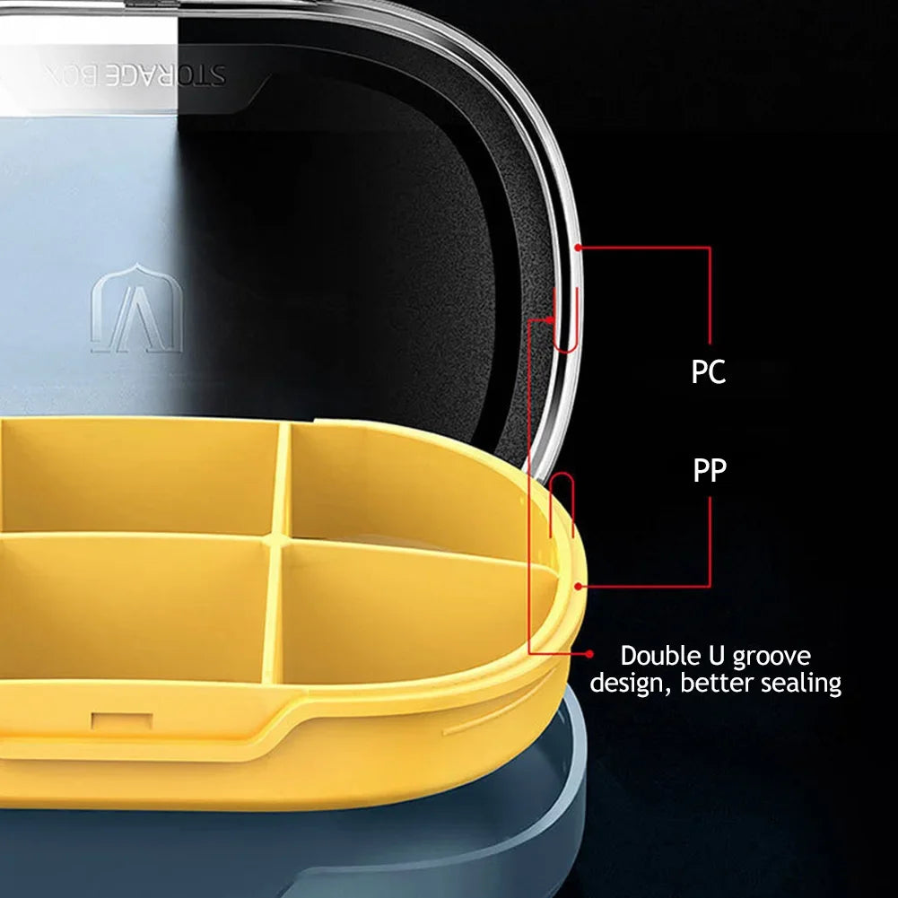 Waterproof 4/6 Grid Sealed Portable Medicine Box Transparent Medicine Multi-functional Subpackage Medicine Box Storage Box HIP