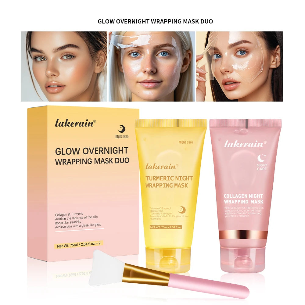 Korean Turmeric Collagen Bio Pack Night Mask Peel Off Sleeping Mask Anti-Aging Lifting Moisturizing Deep Repair Facial Skin Care HIP 1set