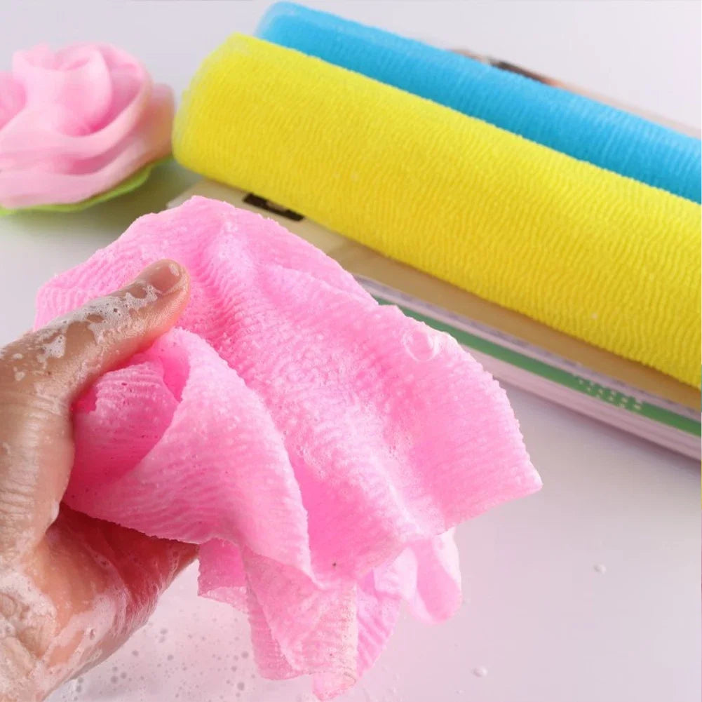 Long Strip Nylon Bath Towel Back Rubbing Strip Bathing Foaming Exfoliating Scrub Towel for Removing Dead Skin HIP