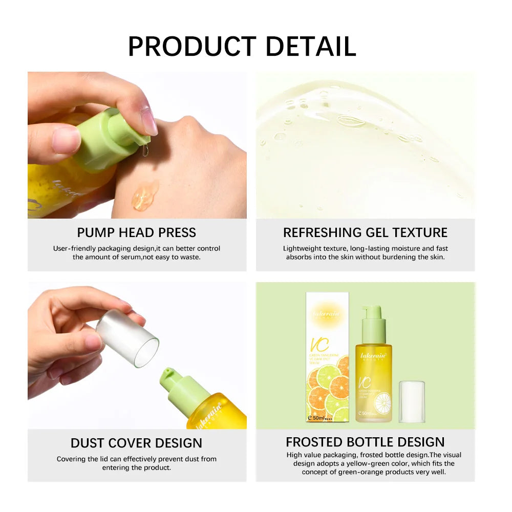 50ml Vitamin C Dark Spot Care Serum Whitening Brightening the Skin Facial Spot Essence Green Tangerine VC Serum SkinCare HIP
