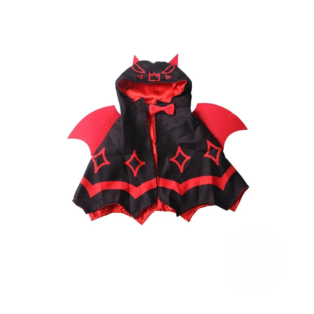 Adjustable Halloween Cat Devil Bat Cloak with Bow Tie Double Satin Red Wing Devil Pet Cape Dark Style Skin-friendly HIP Pet Clothing M