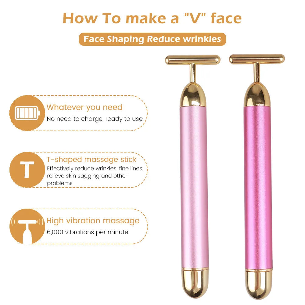 24K Gold Vibrating Facial Roller Massager – Firm & Lift Vibrating Facial Roller HIP