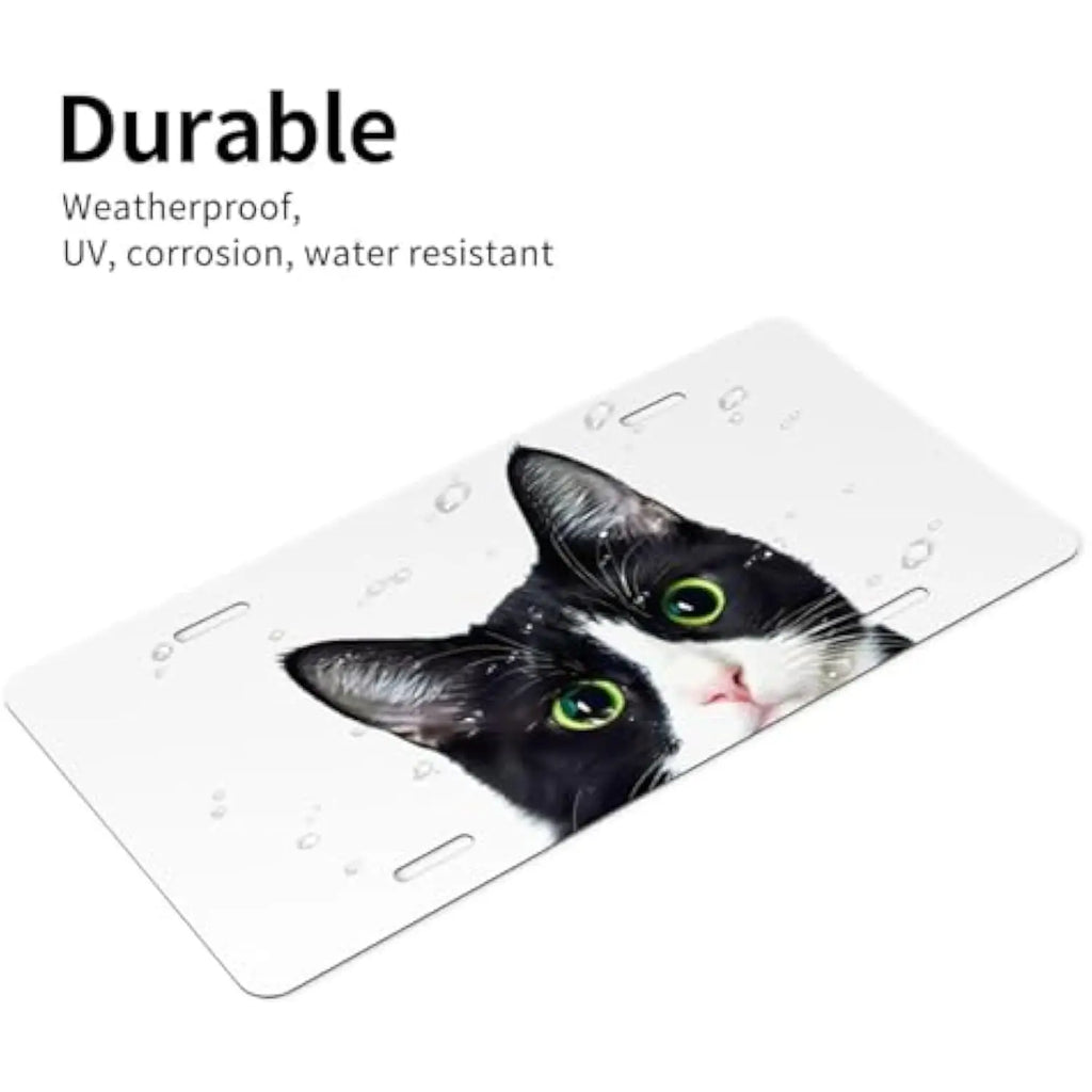 Tuxedo Cat Aluminum Vanity License Plate Cover for Cars Vanity License Plate HIP