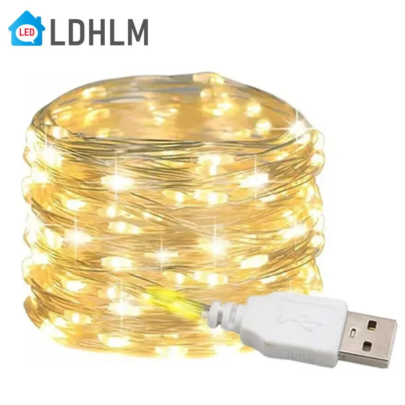 USB Copper Wire Fairy String Lights 10M 20M Waterproof LED LED Fairy String Lights HIP
