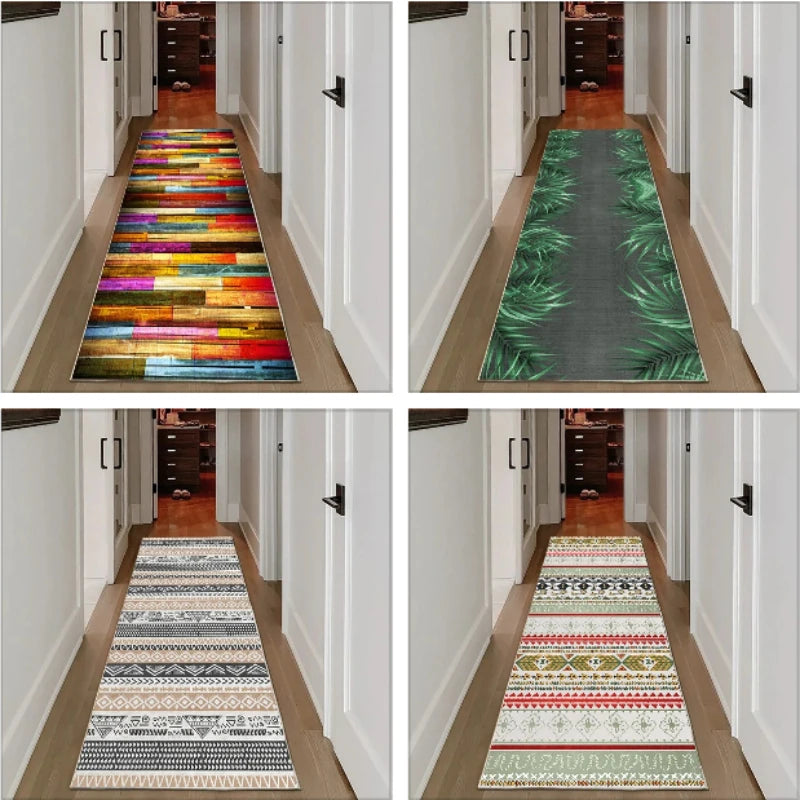 Rainbow Plank Hallway Runner Rug – Non-Slip Boho Floor Mat Hallway Runner Rug HIP
