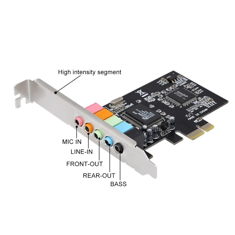 4.1 PCIe Sound Card PCI-Express X1 4-Channel Audio Adapter PCIe Sound Card HIP