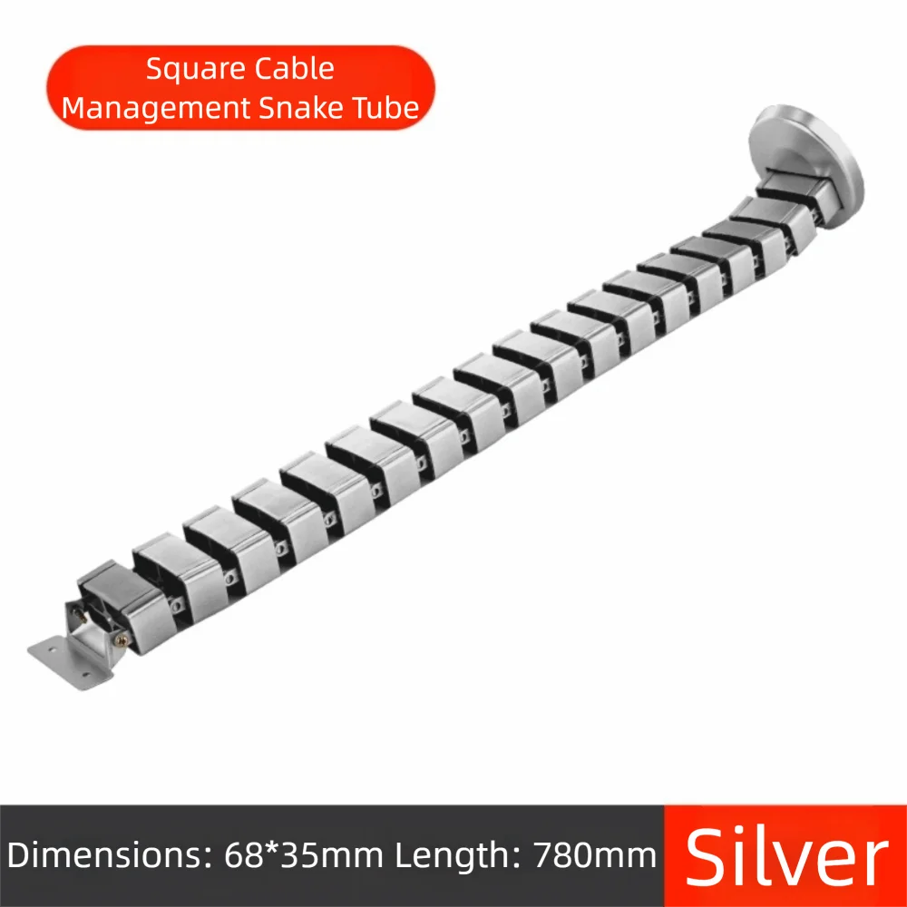 Wire Spine Cable Sleeve – Clamp-On Vertebrae Snake Design Cable Management Sleeve HIP Silver 2