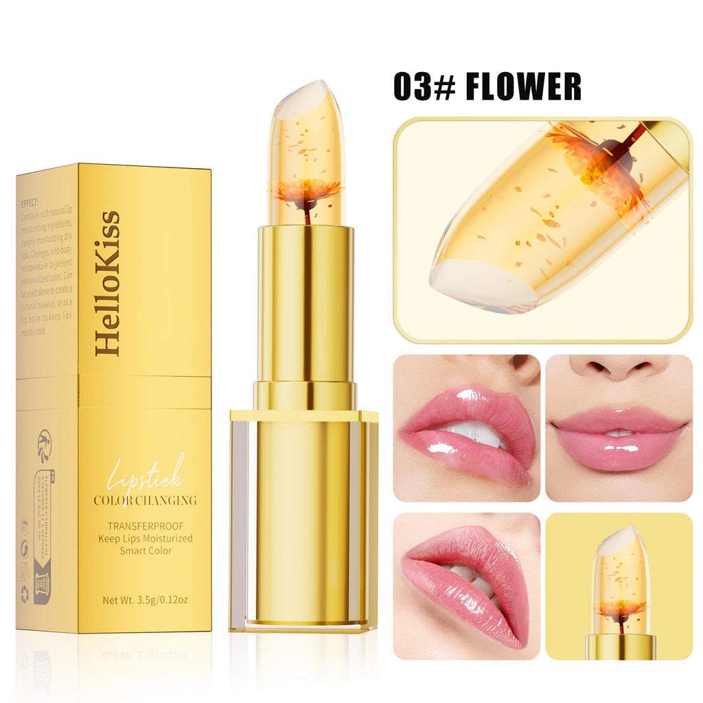 Hello Kiss Gold Foil Color-Change Plumping Lip Balm Color Change Lipstick HIP 03 Full Size