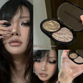 Two‑Tone Shimmer Eyeshadow Palette Pearlescent Pigmented Matte Glitter Eye Makeup Multi‑use Highlighter for Daily Smoky Eye Look HIP 03