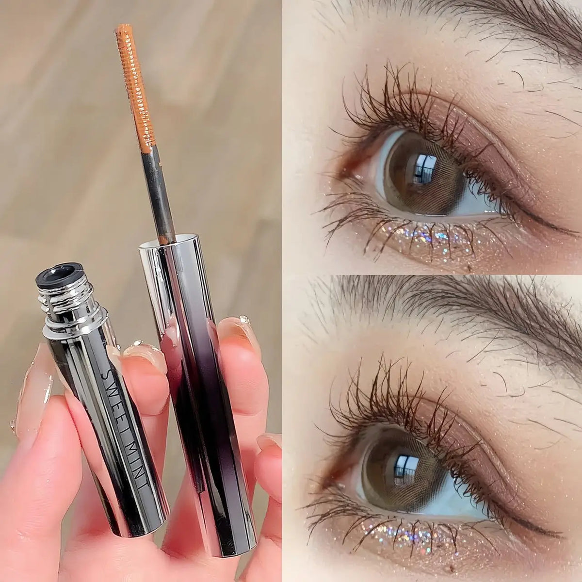 Sweet Mint Curling Mascara – Waterproof Lengthening Primer Waterproof Mascara HIP 02 Gentle Brown